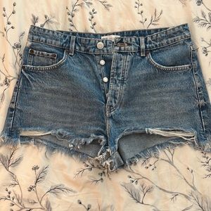 Zara cut off denim shorts, button fly